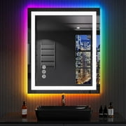 Apmir Super Bright RGB Backlit \u0026 LED Frontlit Anti-Fog Bathroom/Vanity Mirror in Tempered Glass \u0026 ETL 32x24 inch